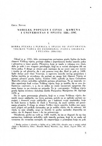 Nobiles, populus i cives - komuna i universitas u Splitu 1525.-1797. / G. Novak
