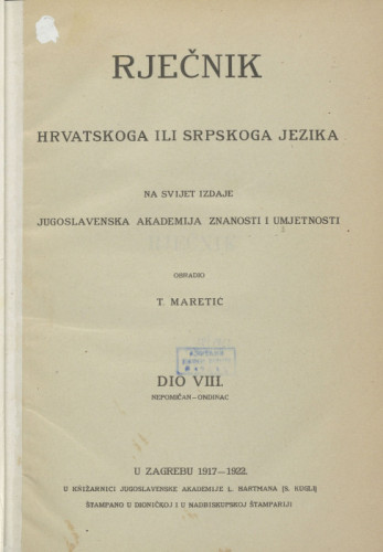 Dio 8 : Nepomiriv-Ondinac / obradio T. Maretić