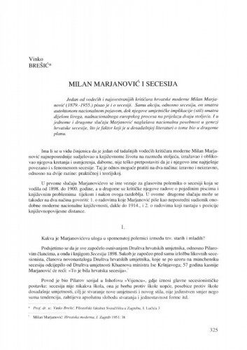 Milan Marjanović i secesija / Vinko Brešić