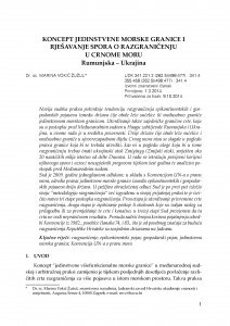 Koncept jedinstvene morske granice i rješavanje spora o razgraničenju u Crnome moru : Rumunjska - Ukrajina / Marina Vokić Žužul