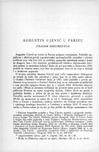 Augustin Ujević u Parizu : (tragom dokumenata) / D. Šepić