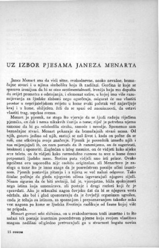 Uz izbor pjesama Janeza Menarta / Z. Golob