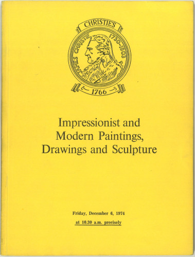 Impressionist and modern paintings, drawings and sculpture : the properties of the Camargo Foundation ... and from various sources : auction ... on Friday, December 6, 1974 / Christie, Manson & Woods Ltd.