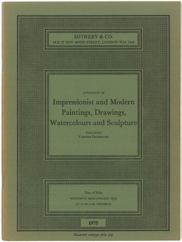 Catalogue of impressionist and modern paintings, drawings, watercolours and sculpture ... : day of sale Wednesday 29th January 1975 / Sotheby & Co.
