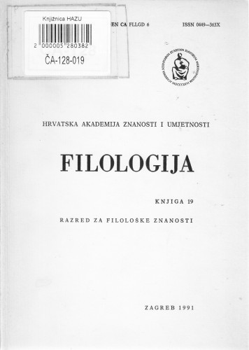 Knj. 19(1991) / glavni i odgovorni urednik Rudolf Filipović