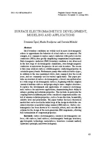 Surface Electromagnetics: development, modelling and applications / Zvonimir Šipuš, Marko Bosiljevac, Davorin Mikulić