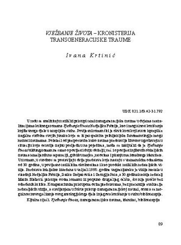 Vježbanje života - kronisterija transgeneracijske traume / Ivana Krtinić 