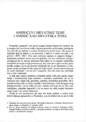 Andrićeve hrvatske teme i Andrić kao hrvatska tema / [Dubravko Jeličić]