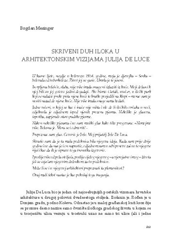 Skriveni duh Iloka u arhitektonskim vizijama Julija De Luce
 / Bogdan Mesinger