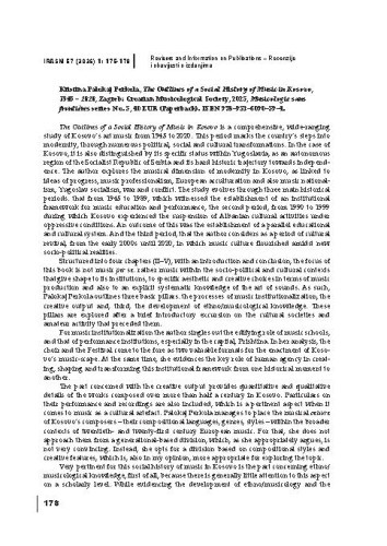 Kristina Palokaj Perkola, The Outlines of a Social History of Music in Kosovo, 1945 – 2020, Zagreb: Croatian Musicological Society,  2025, Musicologie sans frontieres series No. 5 : [review] / Mikaela Minga
