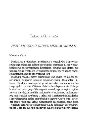 Šest figura u gipsu, meki monoliti / Tatjana Gromača