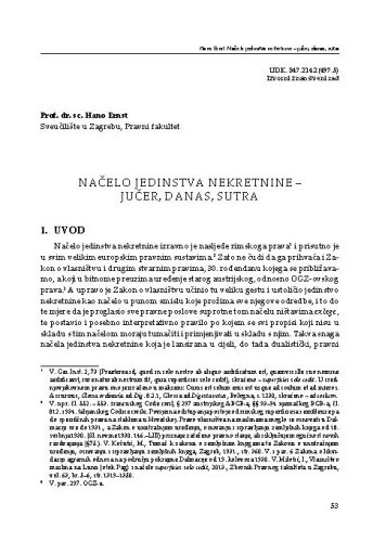 
Načelo jedinstva nekretnine – jučer, danas, sutra / Hano Ernst