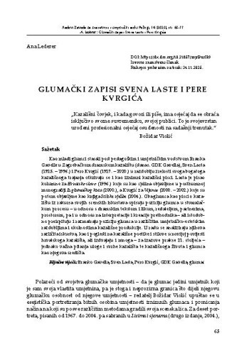 Glumački zapisi Svena Laste i Pere Kvrgića / Ana Lederer