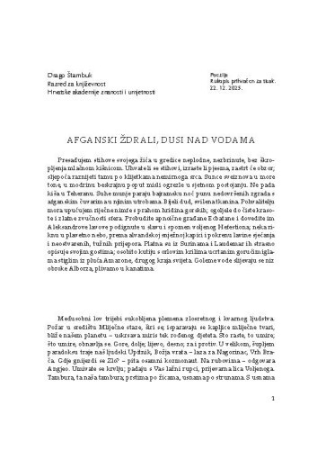 Afganski ždrali, dusi nad vodama / Drago Štambuk