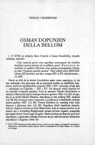 Osman dopunjen Della Bellom / Josip Vončina