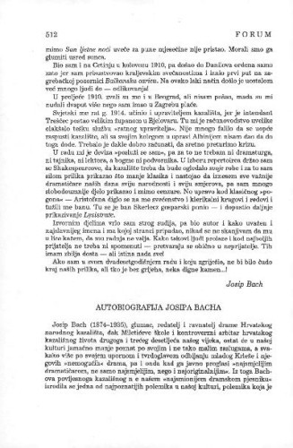 Autobiografija Josipa Bacha / Vinko Brešić 