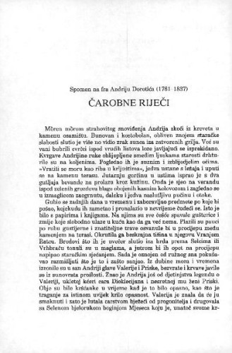 Čarobne riječi : spomen na fra Andriju Dorotića (1761-1837) / Nevenka Nekić 