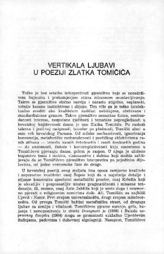 Vertikala ljubavi u poeziji Zlatka Tomičića / Neven Jurica 