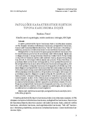 Patološke karakteristike rijetkih tipova karcinoma dojke / Snježana Tomić