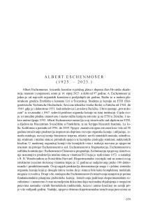 Albert Eschenmoser (1925. - 2023.) : [nekrolog] / Mladen Žinić, Vitomir Šunjić