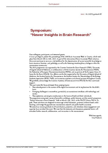 Supplement Symposium: “Newer Insights in Brain Research”


 : [abstracts]