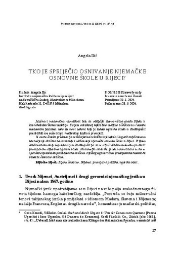 Tko je spriječio osnivanje njemačke osnovne škole u Rijeci? / Angela Ilić