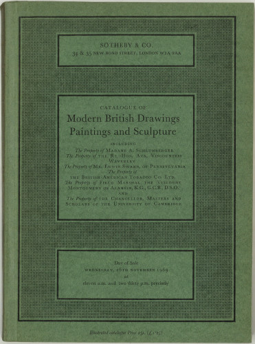 Catalogue of modern british drawings, paintings and sculpture ... : day of sale, Wednesday, 26. November, 1969 ... / Sotheby & Co