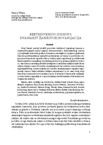 Beethovenovi duhovi: dvanaest žanrovskih varijacija / Harry White