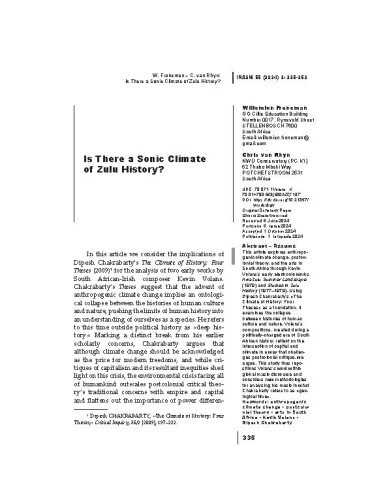 Is There a Sonic Climate of Zulu History? / Willemien Froneman, Chris van Rhyn