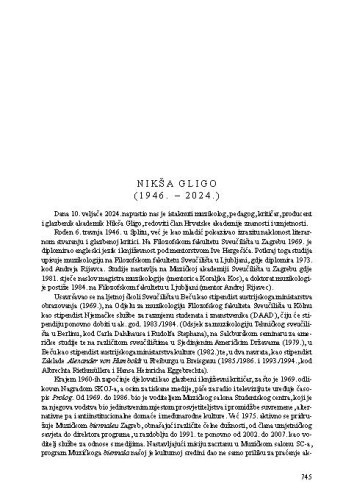 Nikša Gligo (1937. - 2024.) : [nekrolog] / Sanja Kiš Žuvela