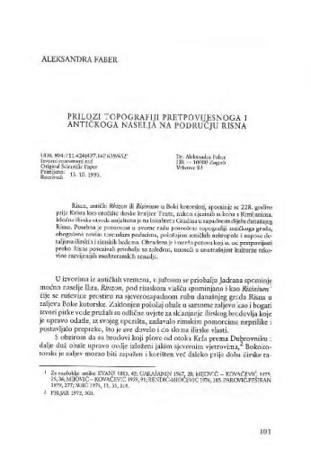 Prilozi topografiji pretpovijesnog i antičkog naselja na području Risana / Aleksandra Faber
