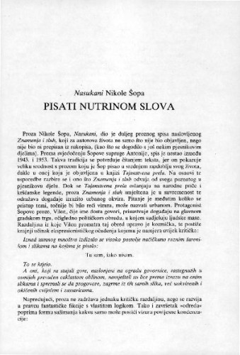 Pisati nutrinom slova : Nasukani Nikole Šopa / Zvonimir Mrkonjić