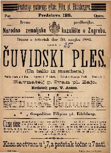 Čuvidski ples : Velika opera u 3 čina / Uglasbio Giuseppe Verdi  =  Un ballo in maschera