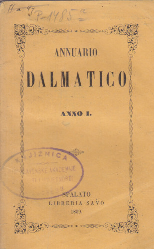 Annuario dalmatico / [Ed. Vito Morpurgo]