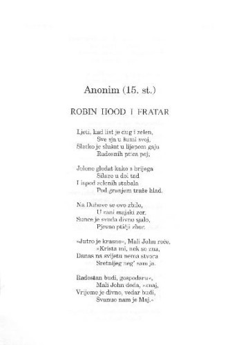 Robin Hood i fratar / Anonim (15. st.) ; s engleskog preveo Luko Paljetak