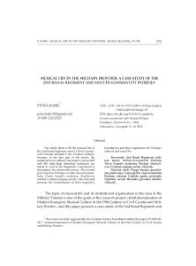 Musical Life in the Military Frontier: A Case Study of the 2nd Banal Regiment and Militär-Kommunität Petrinja / Petra Babić