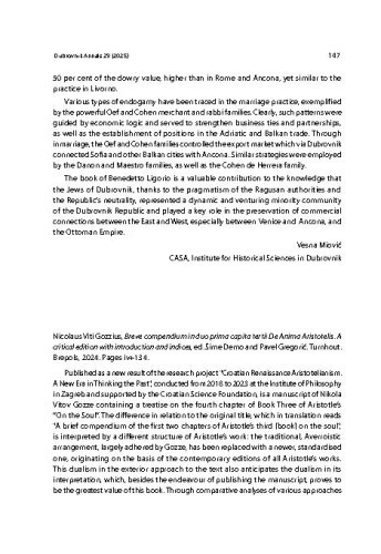 Nicolaus Viti Gozzius, Breve compendium in duo prima capita tertii De Anima Aristotelis. A critical edition with introduction and indices, ed. Šime Demo and Pavel Gregorić. Turnhout: Brepols, 2024. : review / Relja Seferović