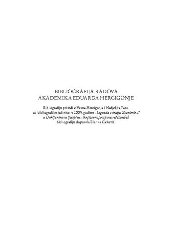 Bibliografija radova akademika Eduarda Hercigonje