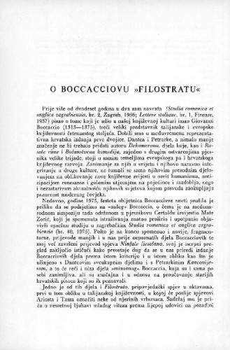 O Boccacciovu "Filostratu" / F. Čale