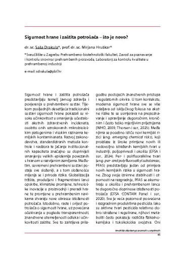 Sigurnost hrane i zaštita potrošača - što je novo?
 / Saša Drakula, Mirjana Hruškar