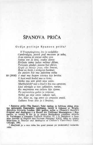 Španova priča / G. Chaucer ; s engleskog jezika preveo Luko Paljetak
