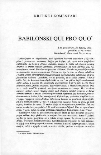 Babilonski Qui prou quo / Bruno Popović