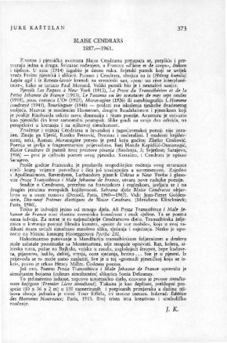 Blaise Cendrars : 1887-1961 / Jure Kaštelan