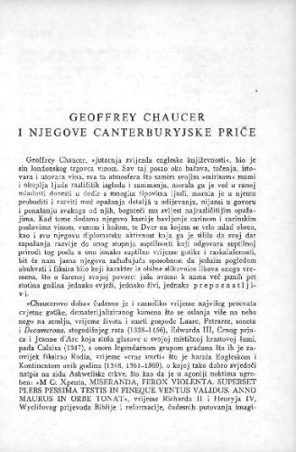 Geoffrey Chaucer i njegove Canterburyjske priče / L. Paljetak