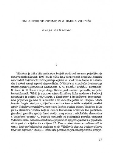 Baladeskne pjesme Vladimira Vidrića / Dunja Fališevac