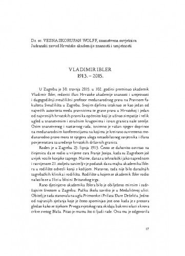 Vladimir Ibler : 1913.-2015. / Vesna Skorupan Wolff