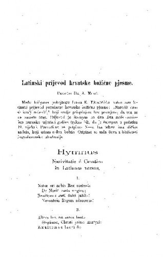 Latinski prijevod hrvatske božićne pjesme / August Musić