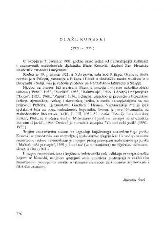 Blaže Koneski : (1921.-1993.) / Miroslav Šicel
