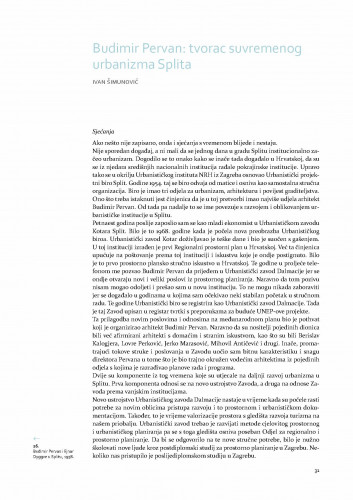 Budimir Pervan: tvorac suvremenog urbanizma Splita / Ivan Šimunović