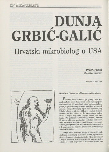 Dunja Grbić-Galić : hrvatski mikrobiolog u USA / Ivica Picek